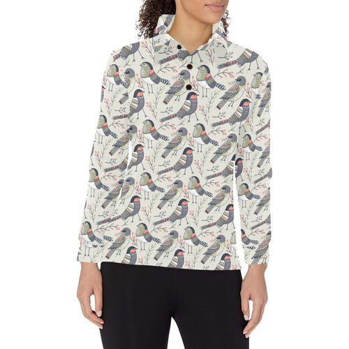Pigeon Pattern Print Design 04 Women's Long Sleeve Polo Shirt