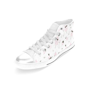 Poodle dog rose cake pattern Women's High Top Canvas Shoes White