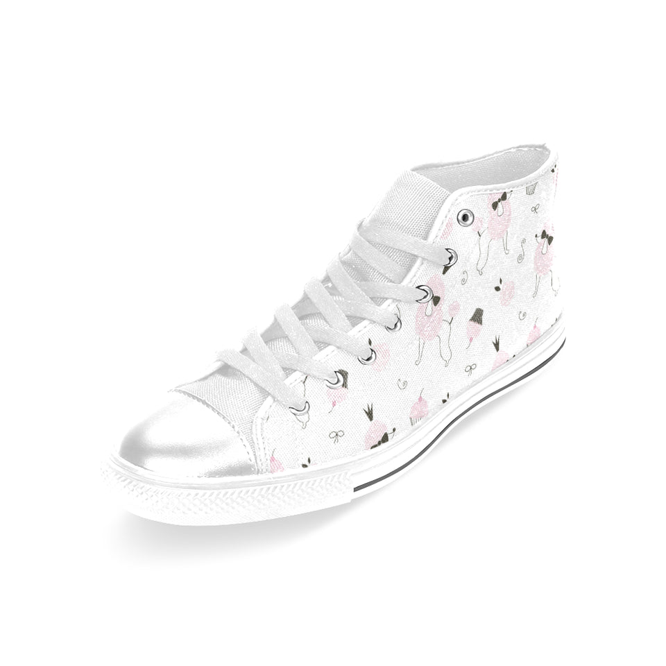 Poodle dog rose cake pattern Women's High Top Canvas Shoes White