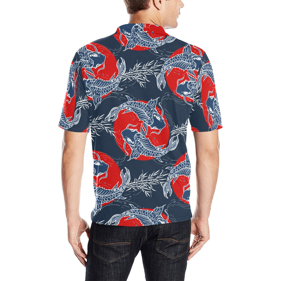 Koi Fish Carp Fishs hand drawn japanese art Men's All Over Print Polo Shirt