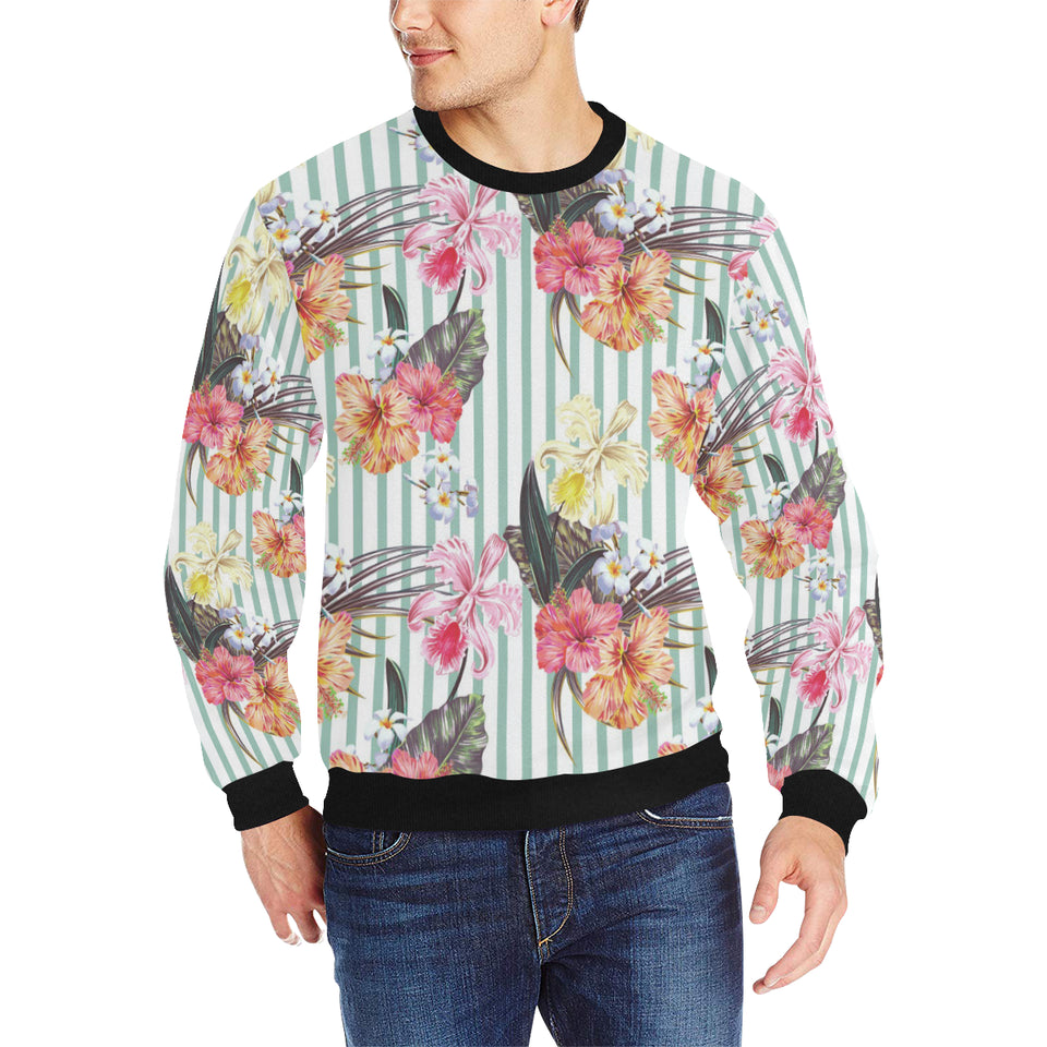 Colorful orchid flower pattern Men's Crew Neck Sweatshirt