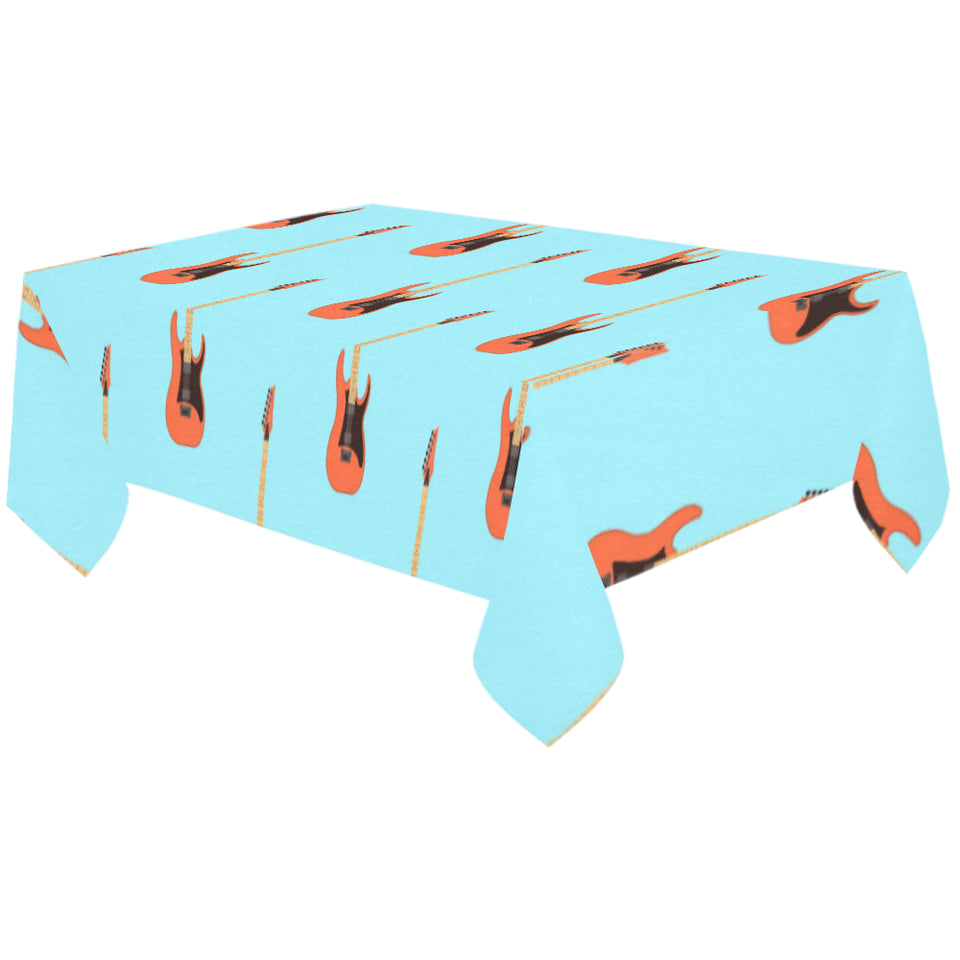 electric guitar pattern light blue background Tablecloth