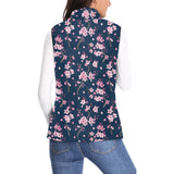 Pink sakura cherry blossom blue background Women's Padded Vest
