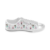 cute mermaid dolphin fish starfish pattern Men's Low Top Canvas Shoes White