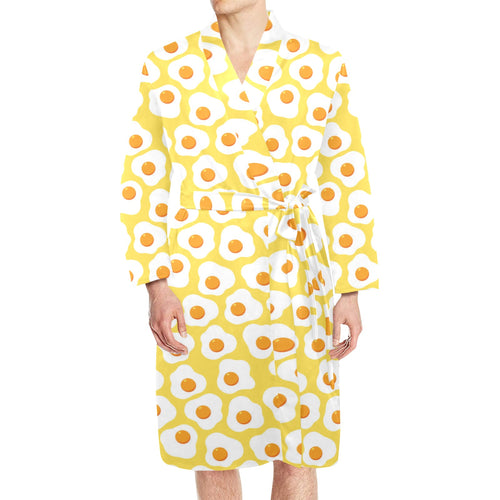 Fried Eggs Pattern Print Design 05 Men's Long Sleeve Belted Night Robe