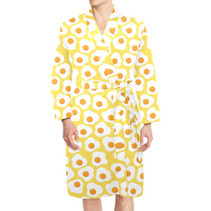 Fried Eggs Pattern Print Design 05 Men's Long Sleeve Belted Night Robe