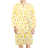 Fried Eggs Pattern Print Design 05 Men's Long Sleeve Belted Night Robe