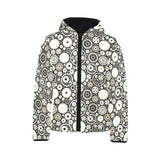 Gear Pattern Print Design 02 Kids' Boys' Girls' Padded Hooded Jacket