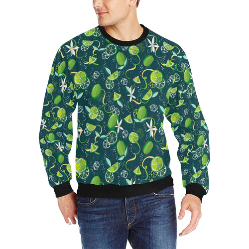 Lime ice flower pattern Men's Crew Neck Sweatshirt