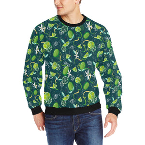 Lime ice flower pattern Men's Crew Neck Sweatshirt