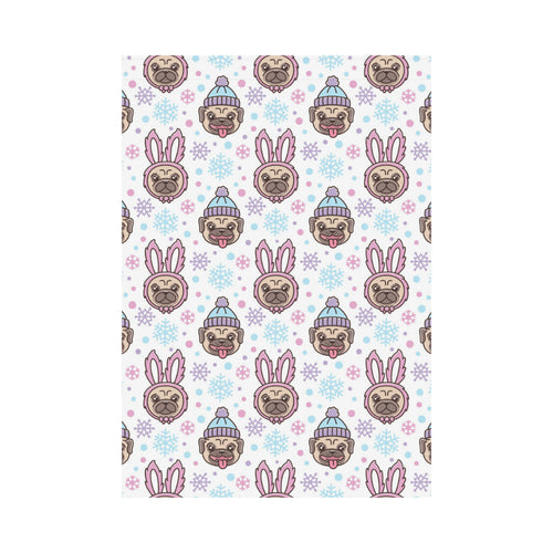 Cute pug hat rabbit costume pattern House Flag Garden Flag