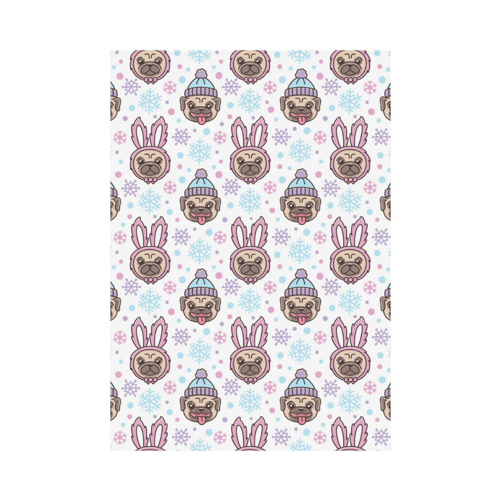 Cute pug hat rabbit costume pattern House Flag Garden Flag