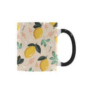 lemon flower leave pattern Morphing Mug Heat Changing Mug