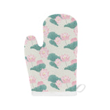 Pink lotus waterlily leaves pattern Heat Resistant Oven Mitts