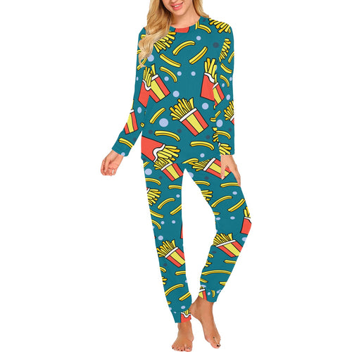 French fries red paper box pattern Women's All Over Print Pajama Set