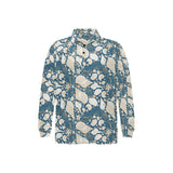 Sea turtle Polynesian Tribal design pattern Men's Long Sleeve Polo Shirt