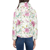 Hand drawn butterfly rose Women's Padded Hooded Jacket