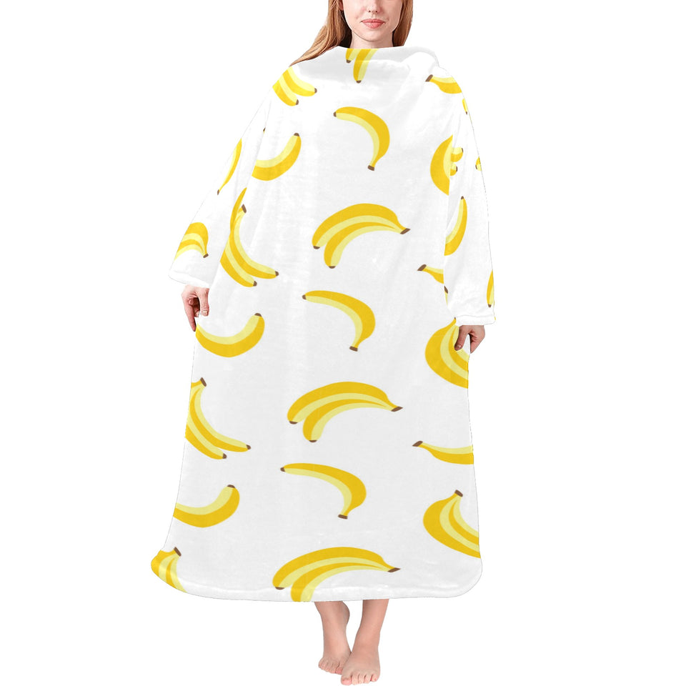 Banana pattern Blanket Robe with Sleeves
