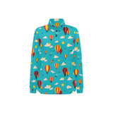 Hot Air Balloon Sky Pattern Women's Long Sleeve Polo Shirt