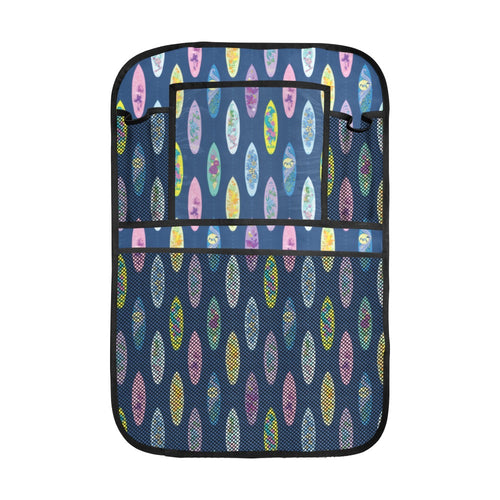 Surfboard Pattern Print Design 03 Car Seat Back Organizer