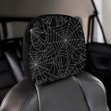 Spider web pattern Black background white cobweb Car Headrest Cover