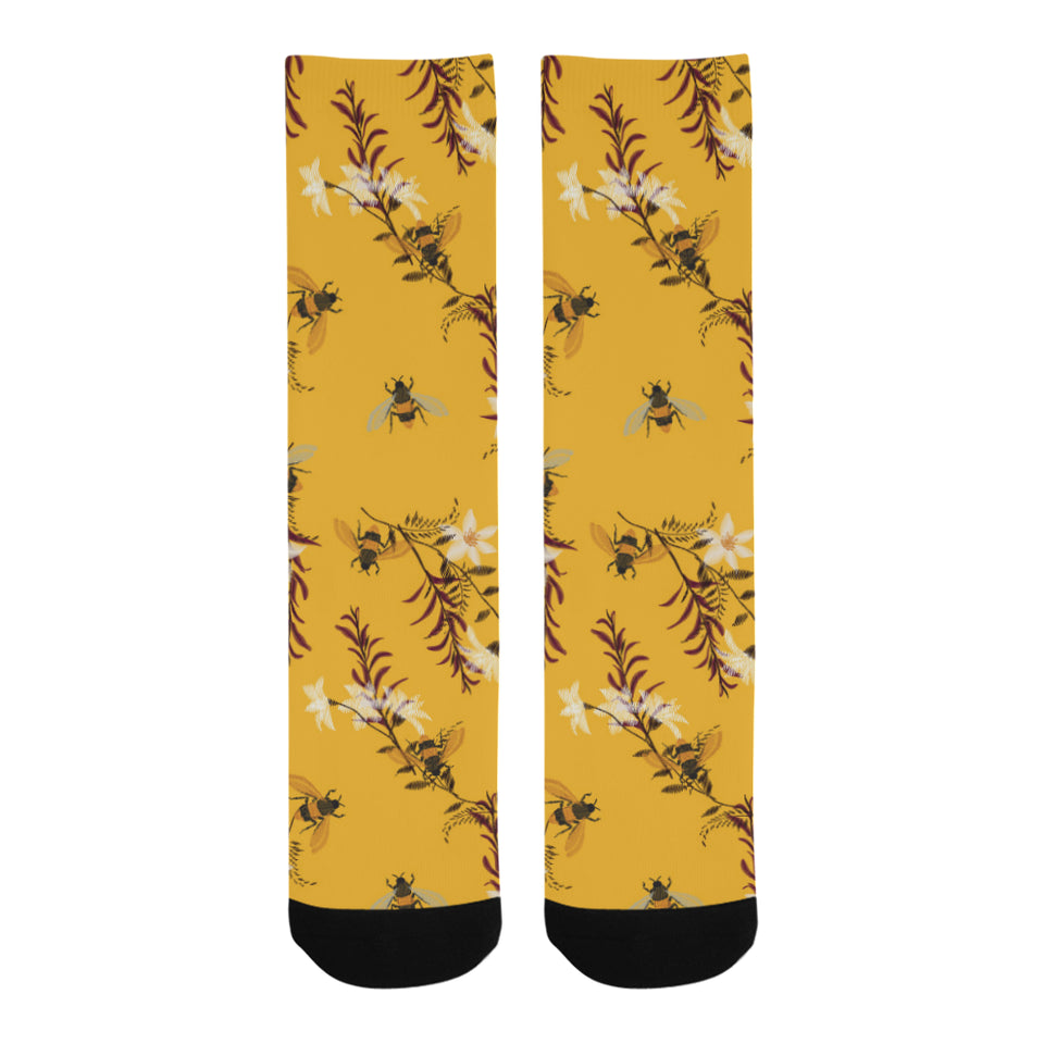 Bee flower pattern Crew Socks