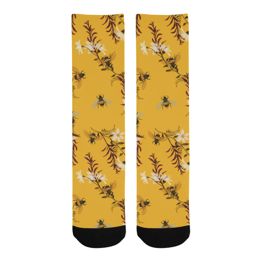 Bee flower pattern Crew Socks