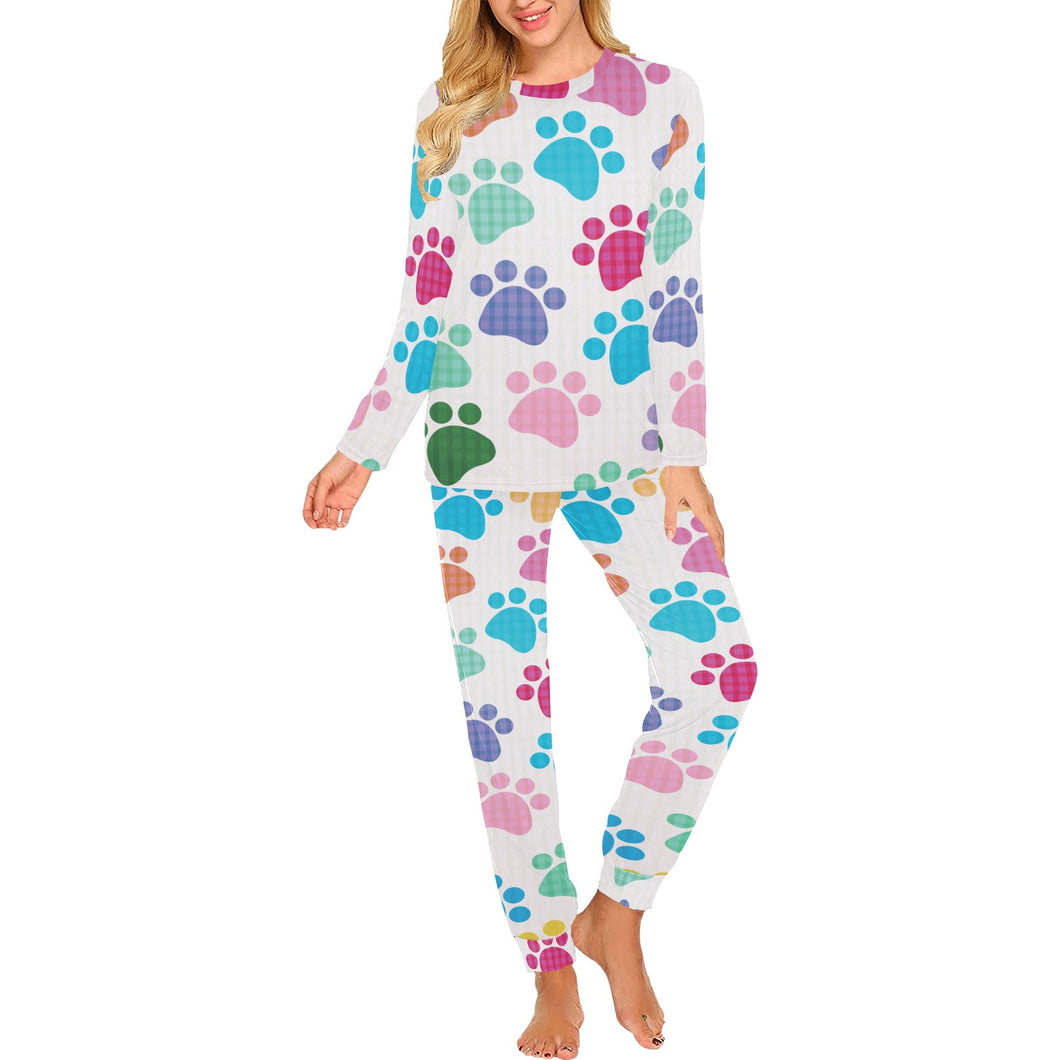 Dog Paws Pattern Print Design 01 Women's All Over Print Pajama Set