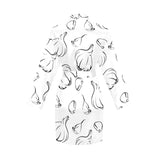 Garlic pattern black white Women's Long Sleeve Belted Night Robe