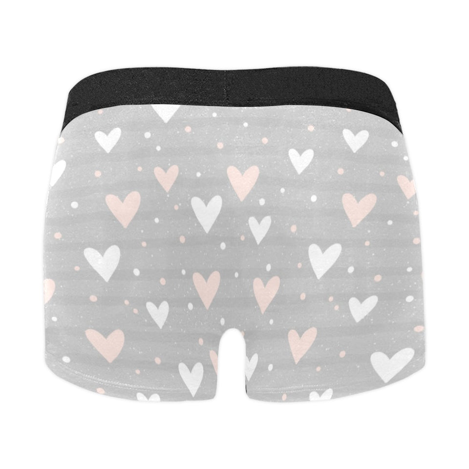 Heart pattern gray background Men's All Over Print Boxer Briefs Men's Underwear