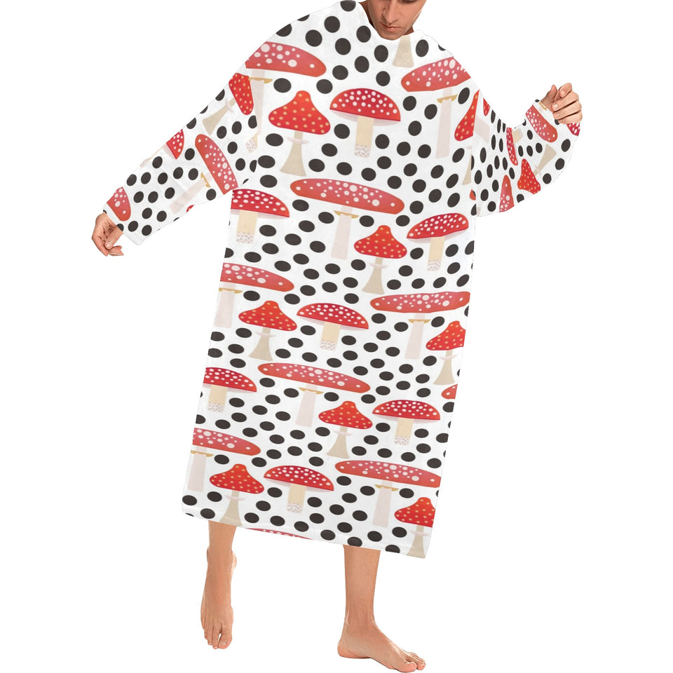 Red mushroom dot pattern Blanket Robe with Sleeves