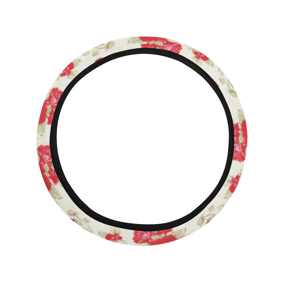 Rose Pattern Print Design 01 Car Steering Wheel Cover