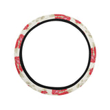 Rose Pattern Print Design 01 Car Steering Wheel Cover