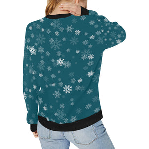 Snowflake pattern dark background Women's Crew Neck Sweatshirt