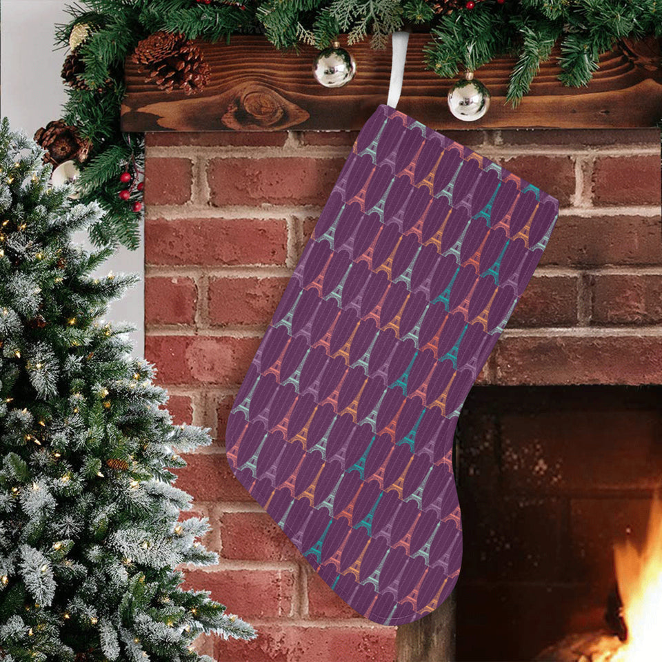 Eiffel Tower Pattern Print Design 05 Christmas Stocking