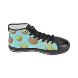 Kiwi blue background Women's High Top Canvas Shoes Black
