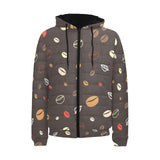 Coffee bean leave pattern Men's Padded Hooded Jacket