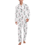 Watercolor cute rabbit pattern Men's Long Pajama Set