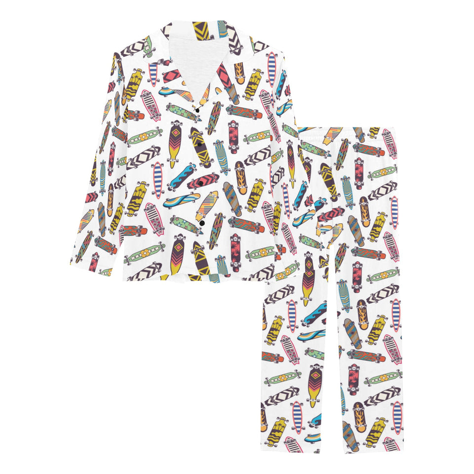 Skate Board Pattern Print Design 05 Women's Long Pajama Set