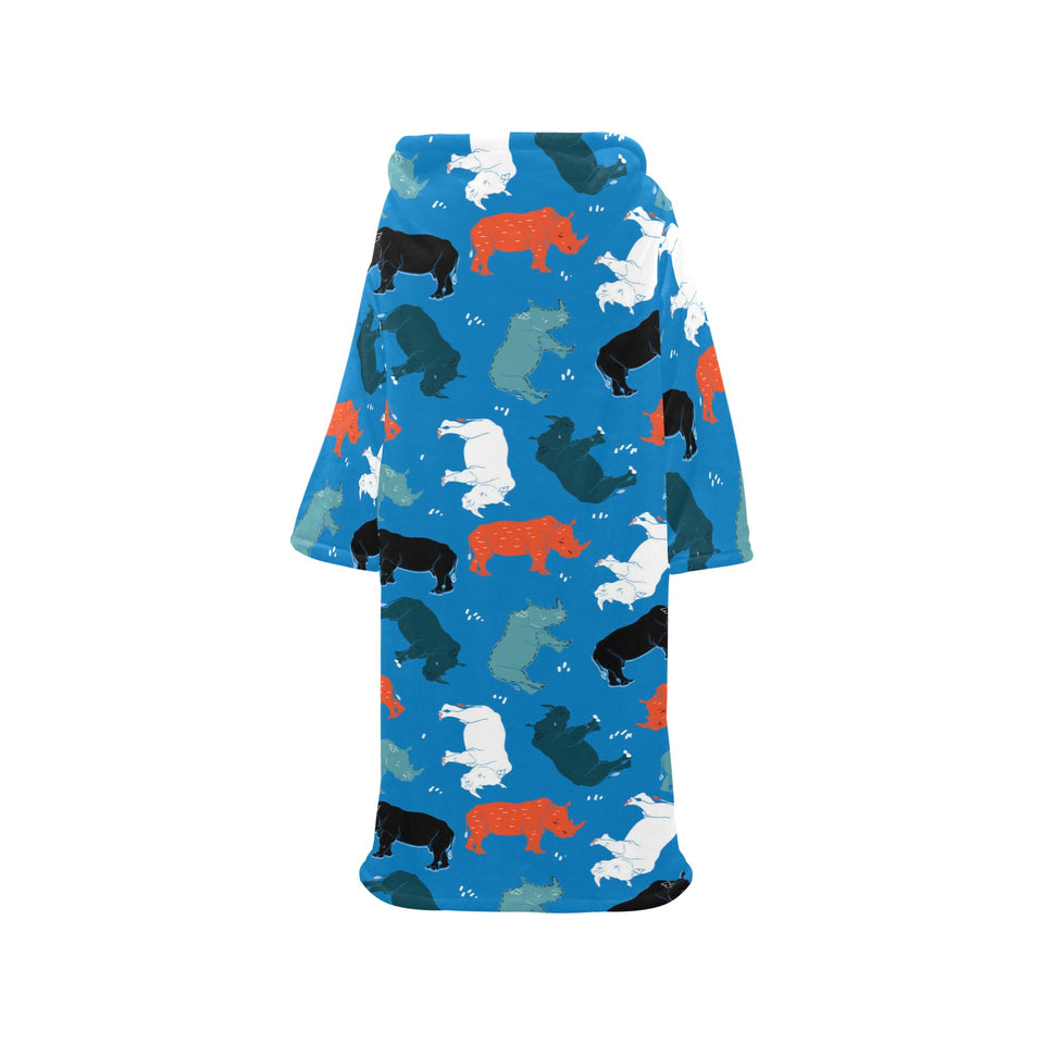 Colorful rhino pattern Blanket Robe with Sleeves