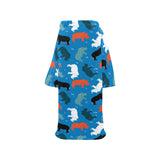 Colorful rhino pattern Blanket Robe with Sleeves