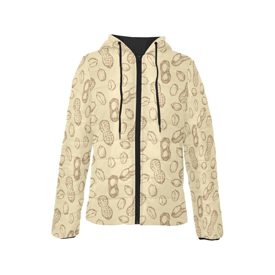 hand drawn peanuts pattern Women's Padded Hooded Jacket