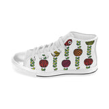 colorful apples leave zebra stripe Women's High Top Canvas Shoes White
