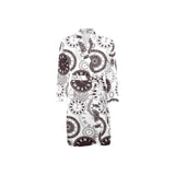 Classic vintage clock pattern Men's Long Sleeve Belted Night Robe