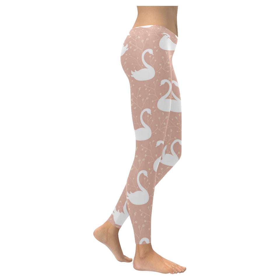 Swan flower light pink background Women's Legging Fulfilled In US