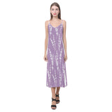 Lavender flowers purple pattern V-Neck Open Fork Long Dress