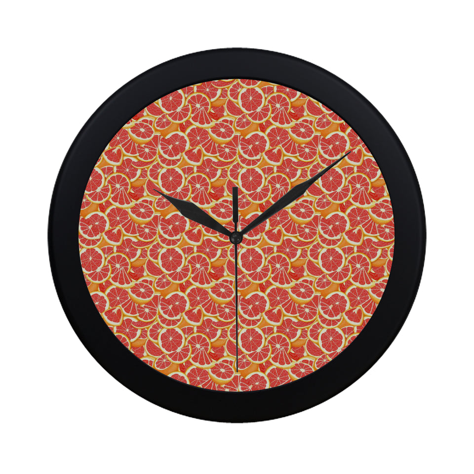 Tropical grapefruit pattern Elegant Black Wall Clock