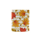 Maple leaf oak leaf acorns beige striped backgroun Morphing Mug Heat Changing Mug