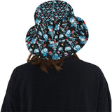 Skull flower roses leave pattern Unisex Bucket Hat