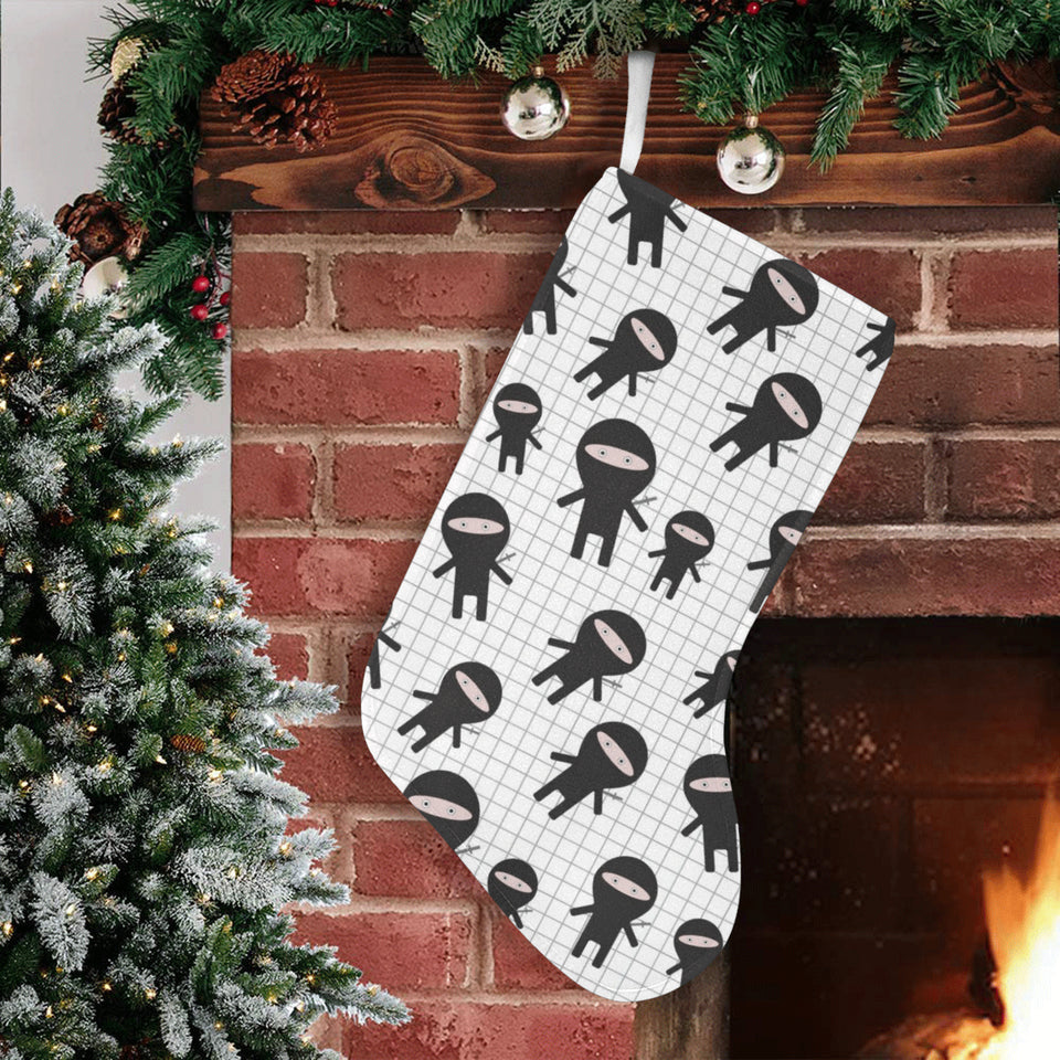 Ninja pattern plaid background Christmas Stocking